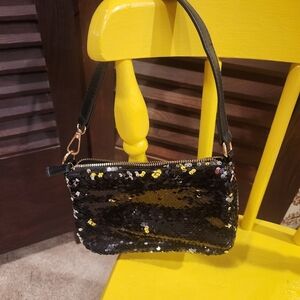 Olivia Miller Sequin Black and Silver Shoulder Bag